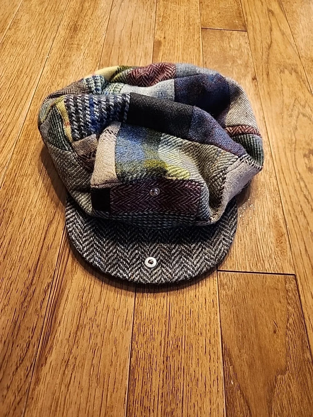 Vintage Jonathan Richard Old Bushmills Patchwork Wool Newsboy Cap L 60 Ireland